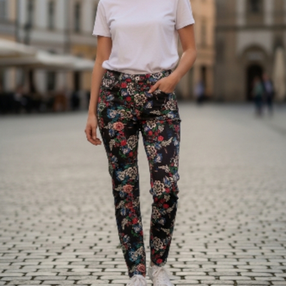 EUC Anthropologie Pilcro 28 Mid-Rise Skinny Jeans Dark Floral Cottagecore!! - Picture 6 of 16